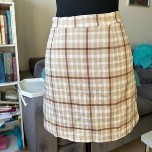 Brown and Cream Plaid Mini Skirt